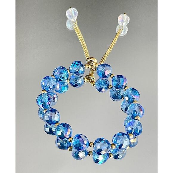 Deep Blue Swarovski Beaded Bracelet - Picture 2 of 16